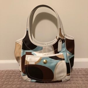 Retro silk print Coach shoulder bag
